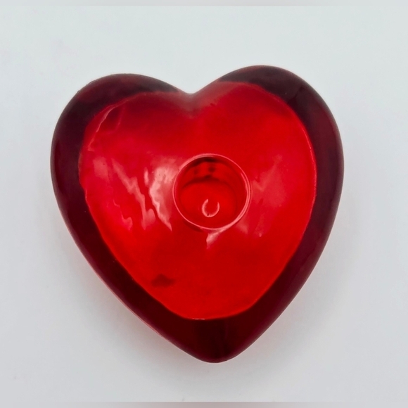 Williams Sonoma Red Glass Heart Mini Taper Candle Holders Set of 4 - Picture 9 of 13